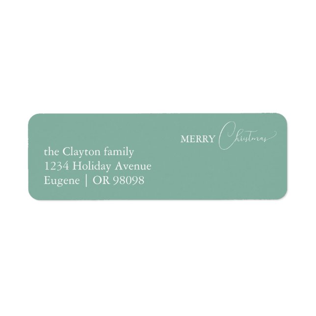 Green Retro Boho Minimalist Christmas Address Label (Front)