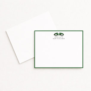 Green Retro Car Nursery Note Card