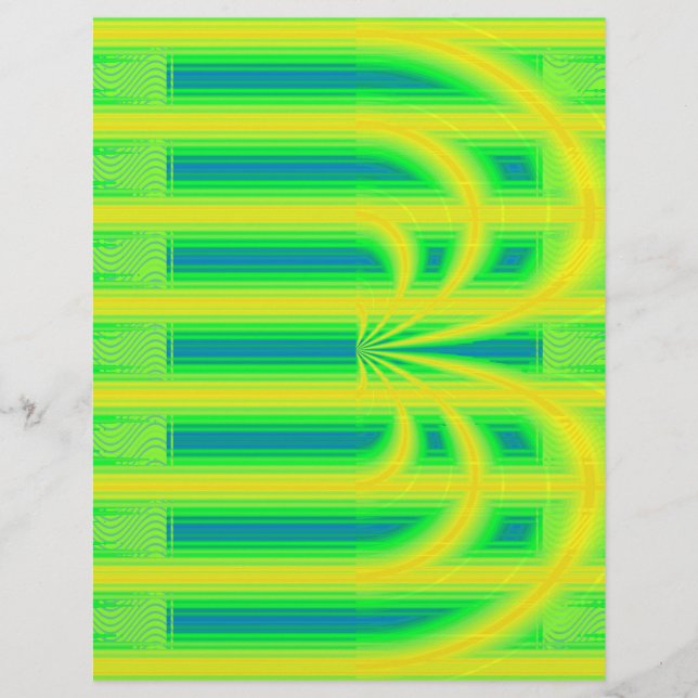 Green Retro Cathedral Bulk Scrapbook Paper Pages (Front)