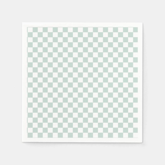 Green Retro Checker birthday Napkins (Front)