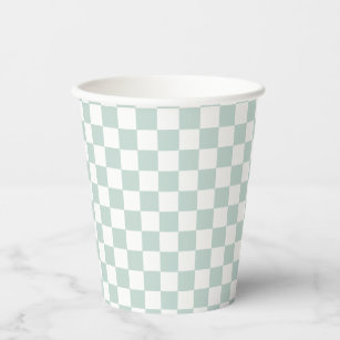Green Retro Checker birthday Paper Cups