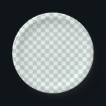 Green Retro Checker birthday Paper Plates<br><div class="desc">Retro checker print Birthday party plates in mint green</div>