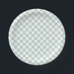 Green Retro Checker birthday Paper Plates<br><div class="desc">Retro checker print Birthday party plates in mint green</div>