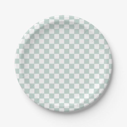 Green Retro Checker birthday Paper Plates