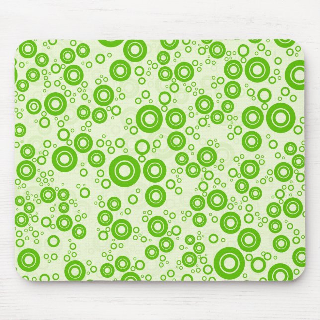 Green Retro Circle Random Pattern Mouse Pad (Front)