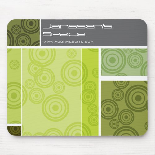 Green Retro Circles Color Blocks Modern Abstract Mouse Pad