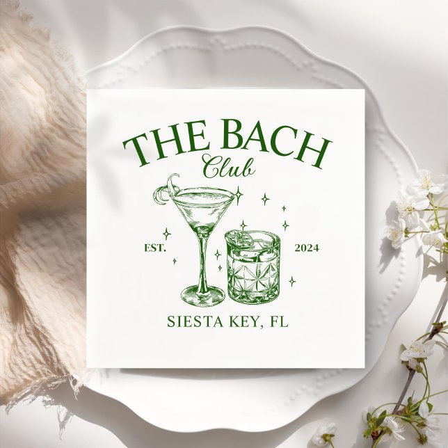 Green Retro Cocktails Bachelorette Party Napkins (Creator Uploaded)