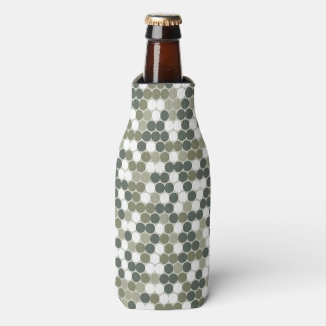 Green retro dots bottle cooler (Bottle Front)