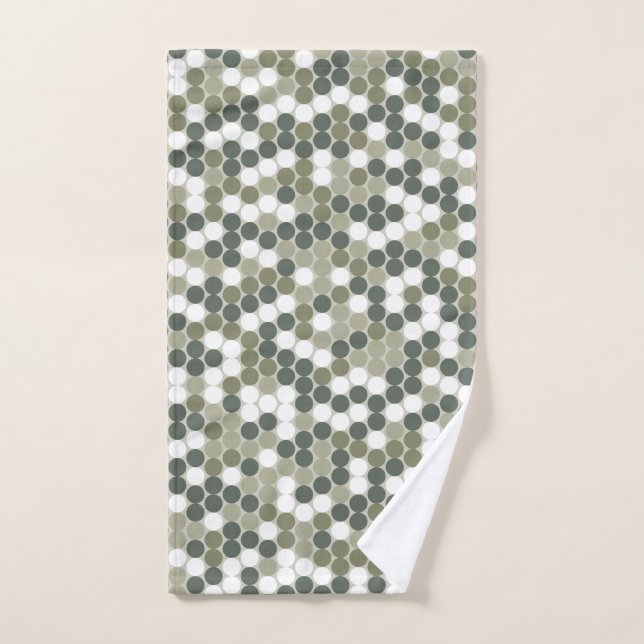 Green retro dots hand towel  (Hand Towel)