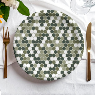 Green retro dots paper plates