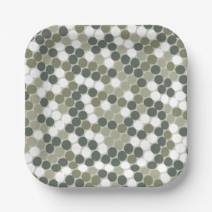 Green retro dots paper plates