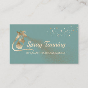 Green Retro Elegant Calligraphy Tan Spray Business Card