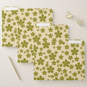 Green Retro Flower Spring & Summer Organization File Folder