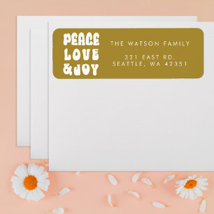 Green Retro Groovy Peace Love Joy Holiday Label