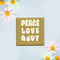 Green Retro Groovy Peace Love Joy Holiday Magnet