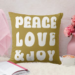 Green Retro Groovy Peace Love Joy Holiday  Throw Pillow at Zazzle