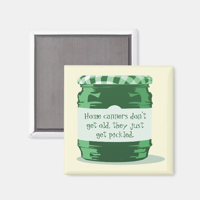 Green Retro Jelly Jar Home Canning Humor Kitchen Magnet (Front/Back)