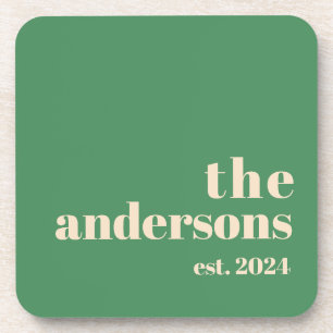 Green Retro modern minimalist Beverage Coaster