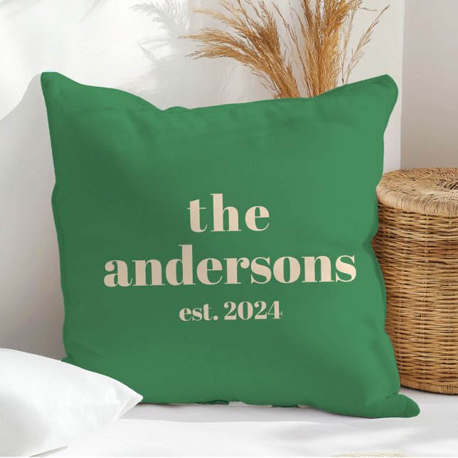 Green Retro modern minimalist Throw Pillow (Creator Uploaded)