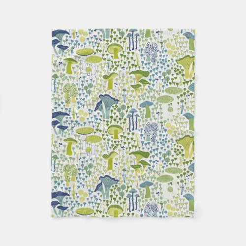 Green Retro Mushroom Fleece Blanket