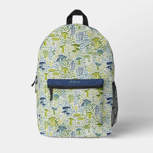 Green Retro Mushroom Printed Backpack