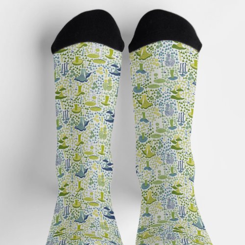 Green Retro Mushroom Socks