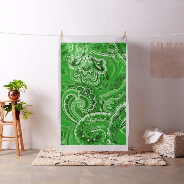Green Retro Paisley Bandanna/Bandana Fabric (In Situ)