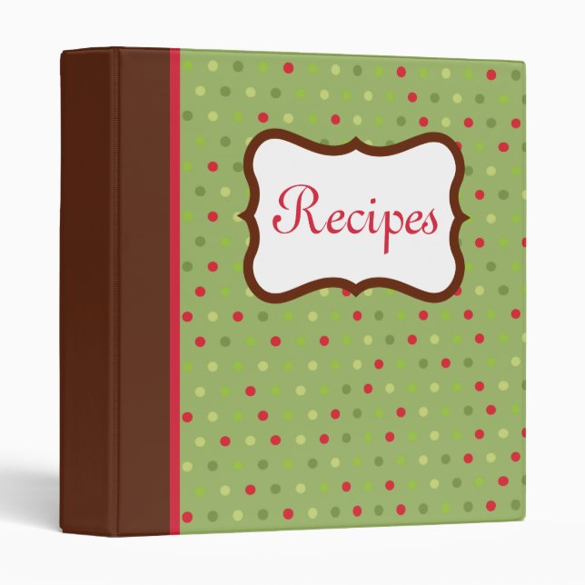 Green Retro Recipe Binder Cookbook Gift (Front/Spine)