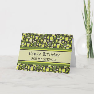 Green Retro Stepson Birthday Card