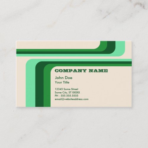 green retro stripes  v2  business card