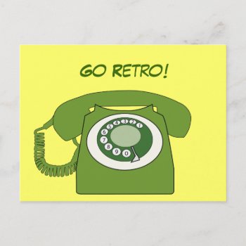 Green Retro Style Dial Telephone - Go Retro! Postcard by IBadishi_Digital_Art at Zazzle