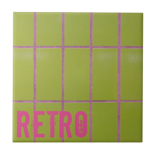 Green Retro Tile 80s 70s 60s vintage background (Front)
