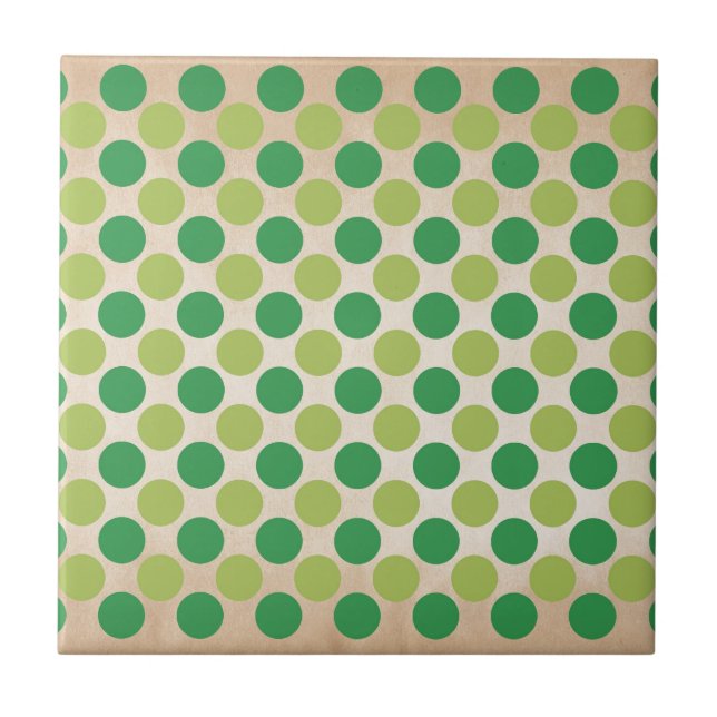 Green retro vintage circles pattern ceramic tile (Front)