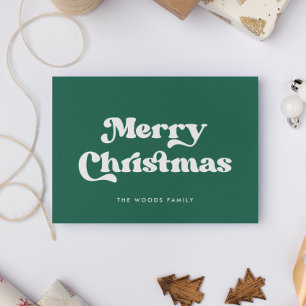 Green Retro Vintage Font Merry Christmas Holiday Card