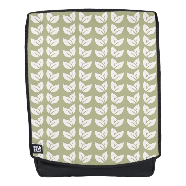 Green Retro Vintage Y2K Leaf Pattern Backpack (Front)