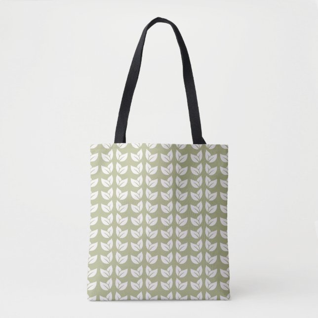 Green Retro Vintage Y2K Leaf Pattern Tote Bag (Front)