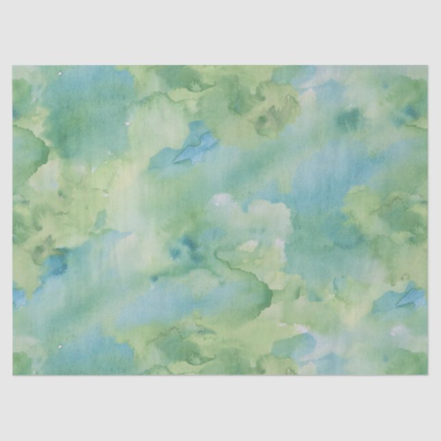 Green Retro Watercolor Texture Tissue Paper (Front)