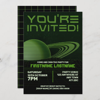 Green Retrowave Party Invitation