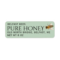 Green Return Address Honey Label with Bee