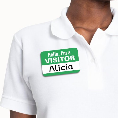 Green Reusable Temporary Guest Visitor Dry Erase Name Tag