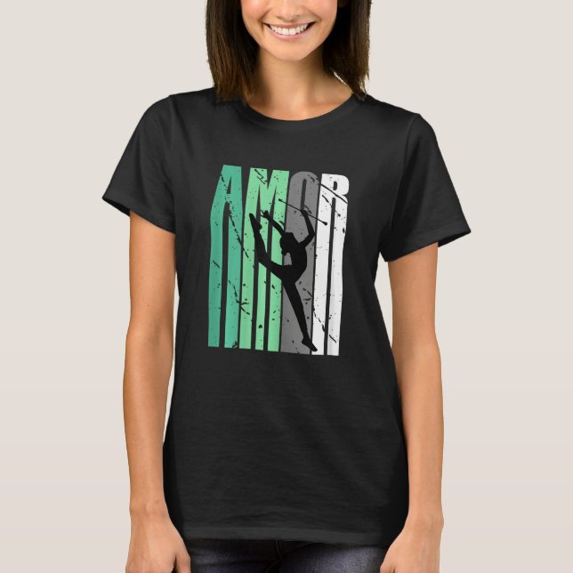 Green Rhythmic Gymnastics Distressed Amor Inspirat T-Shirt (Front)