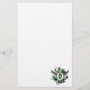 Green Ribbon And Wings Kidney Disease Stationery