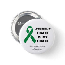 Green Ribbon Bile Duct Cancer Awareness Button