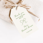 Green Ribbon Bridal Shower Gift Tags<br><div class="desc">These thank you tags feature a beautiful hand-drawn green ribbon in a fun and playful style accompanied by a casual,  handwritten font that perfectly captures the excitement and joy of the occasion.</div>