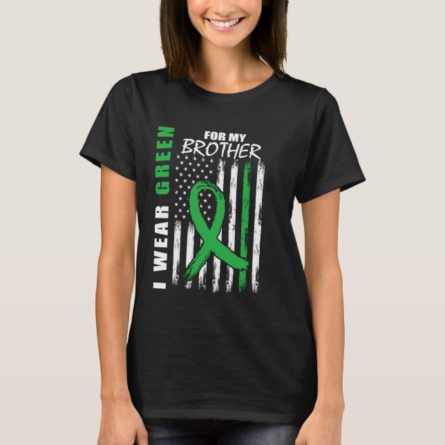 Green Ribbon Brother Kidney Disease Awareness Flag T-Shirt (Front)