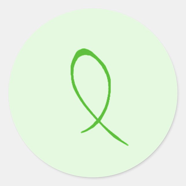 Green Ribbon Classic Round Sticker (Front)