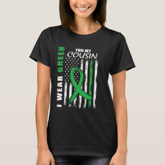 Green Ribbon Cousin Kidney Disease Awareness Flag  T-Shirt