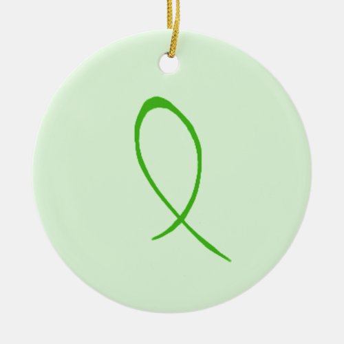 Green Ribbon Customizable Ceramic Ornament