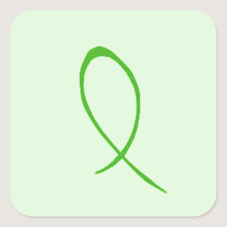 Green Ribbon Customizable Square Sticker