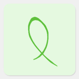 Green Ribbon Customizable Square Sticker